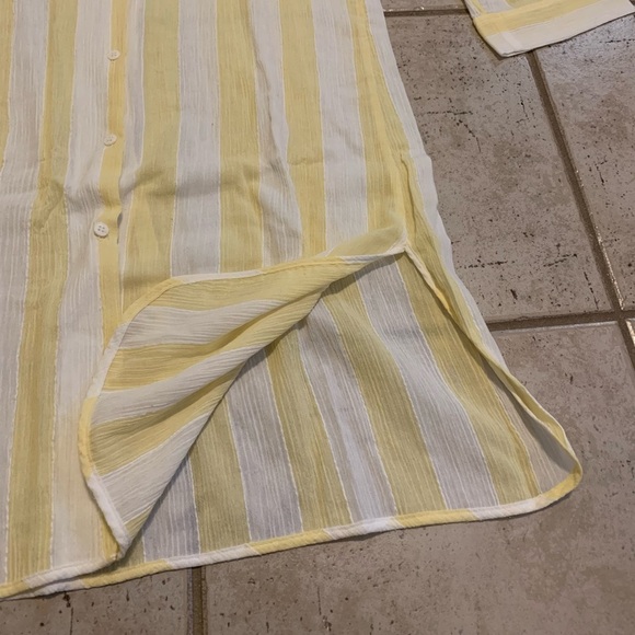Vintage Jessica Just Because Yellow & White Stripe Cotton Sleep Shirt Dress S/M - Picture 3 of 6